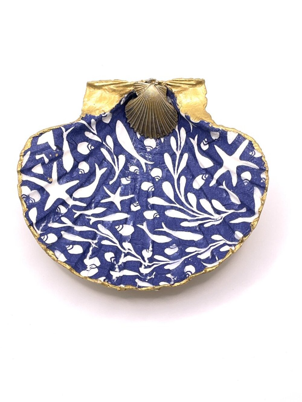 Ocean Starfish Scallop Shell Trinket Tray-Beachy Scallop Shell Trinket Tray-New